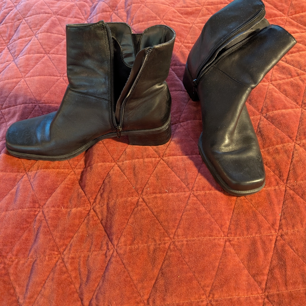 Black Leather Ankle Boots